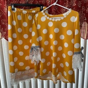 ZADIE Bs ARIA YELLOW POLKA DOT SKIRT SET SIZE XL GREAT FOR EASTER OUTFIT